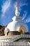 Modern Buddhist monument Shanti Stupa. Leh, Ladakh, India