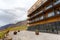 Modern building with panoramic views of Mount Kazbegi and Gergeti Trinity Church