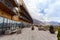 Modern building with panoramic views of Mount Kazbegi and Gergeti Trinity Church