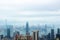 Modern building and skyscrapers Hong Kong city view from Victoria peak. Aerial view business center in Hong Kong city in