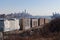 Modern Buildings along the Hudson River in Weehawken New Jersey with the Lower Manhattan New York City Skyline