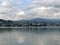 Modern Buildings on bank of Zurich River, Cloudy Sky