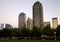 Modern buildings in downtown Dallas sunset