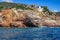 Modern buildings on the edge of a cliff over the sea in Alanya Turkey