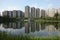 Modern buildings with lake in Chengdu