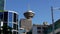 Modern business building and Vancouver lookout tower