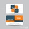 Modern business card with orange and gray cross shape