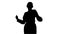 Modern business woman. Black silhouette of office girl on white isolated background. Woman in skirt and blouse walking