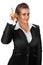 Modern business woman with rised finger. idea gest