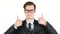 Modern businessman thumbs up , profit, income, earnings, gain,