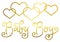 Modern calligraphy lettering of Baby Boy in golden in mono line style on white background with golden hearts