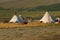 A modern camp of reindeer herders on the August day. Yamal, Russia