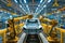 Modern car manufacturing factory, automobile assembly line, automotive industry