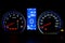 Modern Car Speedometer and Illuminated Dashboard