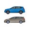 Modern cars hatchback for families, trips, travel, transportation of luggage.