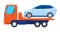 Modern cars, tow trucks, special vehicles for automobile transportation, cartoon style vector illustration, isolated on