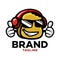 Modern cartoon character toast in headphones logo. Vector illustration