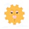 Modern cartoon sun with eyes and ice-cream. Cute weather symbol, flat emotional mascot