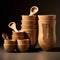 Modern Carved Wooden Design Measuring Cups - Image Creation