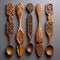 Modern Carved Wooden Design Measuring Spoons