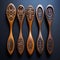 Modern Carved Wooden Measuring Spoons With Intricate Designs