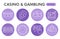 Modern casino Infographic design template. Gambling inphographic visualization with eight steps circle design on purple