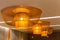 Modern ceiling interior design with vintage orange fabric decorations chandelier light abstract decor room