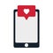 Modern cellphone and heart notification icon