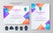 Modern certificate template with colorful abstract shapes. Can be used for business card, diploma, invitation, award, achievement