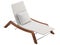 Modern chaise lounge with fabric upholstery and wooden base. 3d render