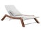 Modern chaise lounge with fabric upholstery and wooden base. 3d render