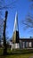 Modern Chapel in Spring on the Forest Cemetery in the Town Rothenburg at the River Wuemme, Lower Saxony