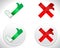 Modern Check Mark Icons, tick and cross with thumbs up and down