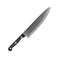 Modern chef`s knife with black handle isolated