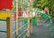 Modern Children's Outdoor Sports Play Complex with Slide, Rope Wall