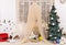 Modern children`s room interior design with Christmas and New Year decorations