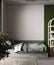 Modern childrenâ€™s room in green color with plant, bed and toy, 3d rendering