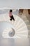 Modern Chinese style office,  Close up beautiful spiral staircase