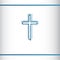 Modern christian cross. Abstract line christian cross. Vector illustration. Blue and silver color. Logo design template