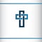 Modern christian cross. Abstract line christian cross. Vector illustration. Blue and silver color. Logo design template