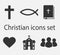 Modern christian icons set. Christian sign and symbol collection.