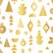 Modern Christmas background metallic gold foil effect. Seamless elegant golden vector pattern with festive abstract geometric