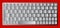 Modern chrome laptop bluetooth keyboard isolated on red