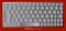 Modern chrome laptop bluetooth keyboard isolated on red background