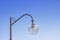 Modern circle shape street lamp against with blue sky, kyoto, Japan.