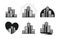 Modern city logo. Skyscraper, building, house, town set of icons. Vector illustration