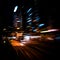Modern city motion blur. Hong Kong. Abstract cityscape traffic