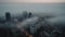 Modern city skyline reflects in water at dusk, no people generated by AI