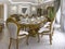 Modern classic dining table in a luxurious baroque living room with serving