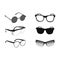 Modern and classic glasses or eyeglasses set for fashion or drawing black and white illustrations logo symbol silhouette